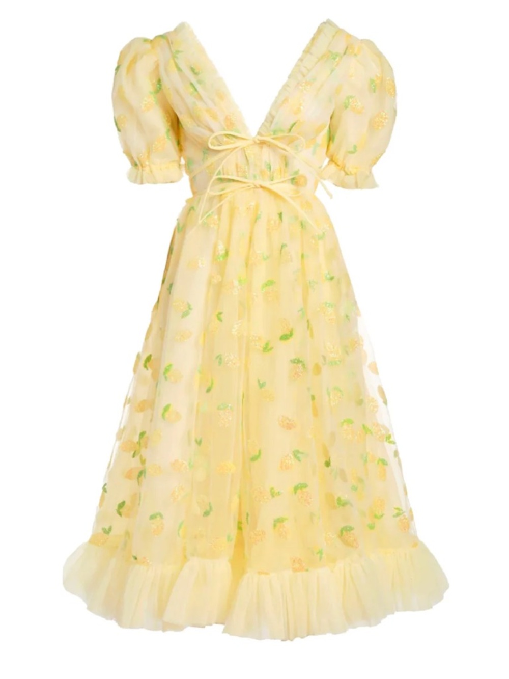 Lirika Matoshi Yellow Floral Midi Dress